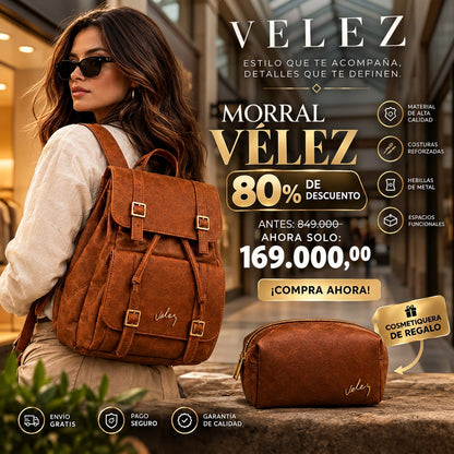 Morral Vélez de Cuero - Lote Exclusivo Con 80% OFF + Cosmetiquera de Regalo